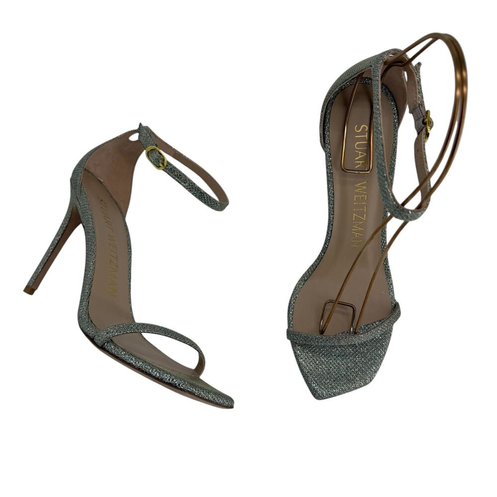 Stuart Weitzman Silver Nudistcurve 100 Heeled Sandals Womens 8